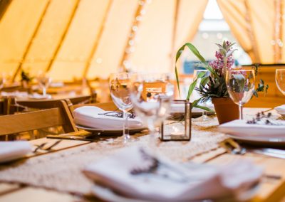 Table set for a tipi wedding (Yorkshire)